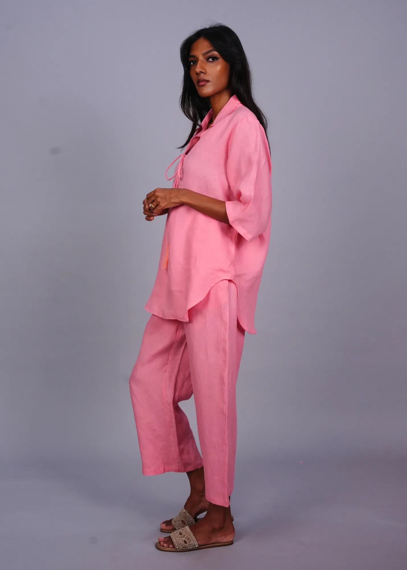 Tassel Tunic - Guava Linen