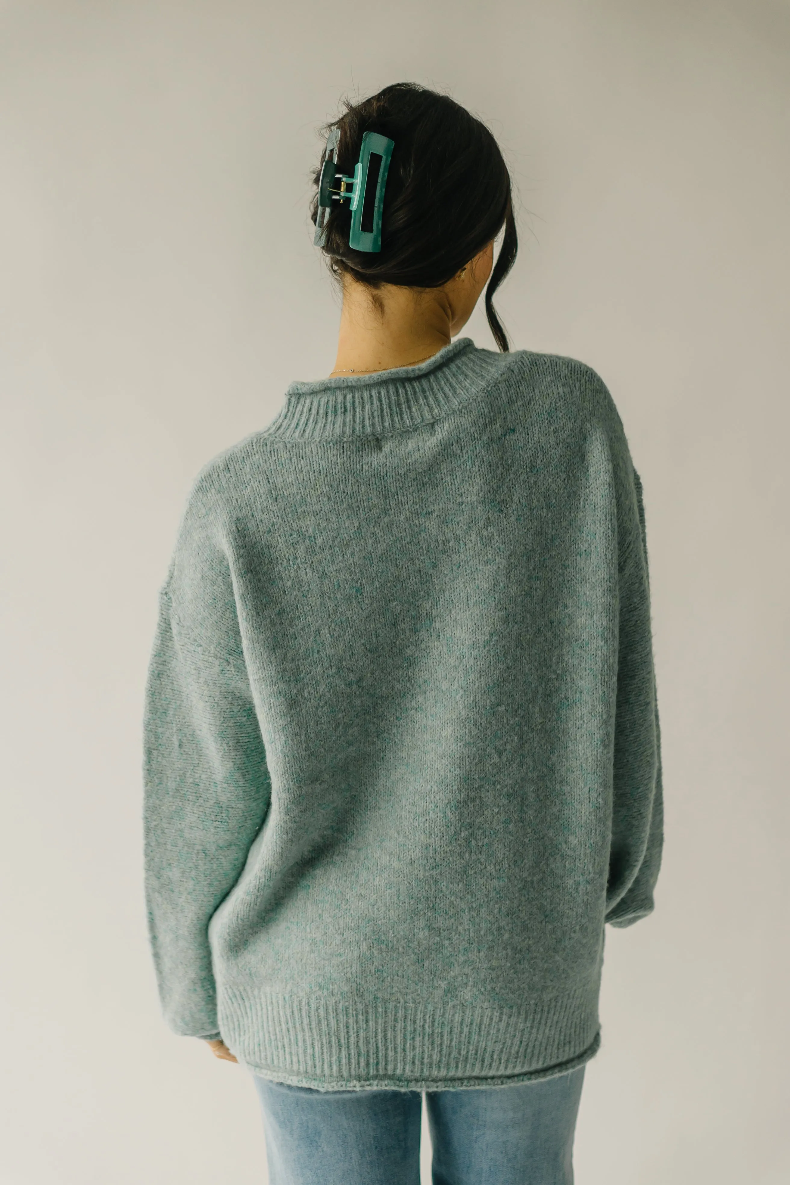 The Massey Rolled Hem Sweater in Jade