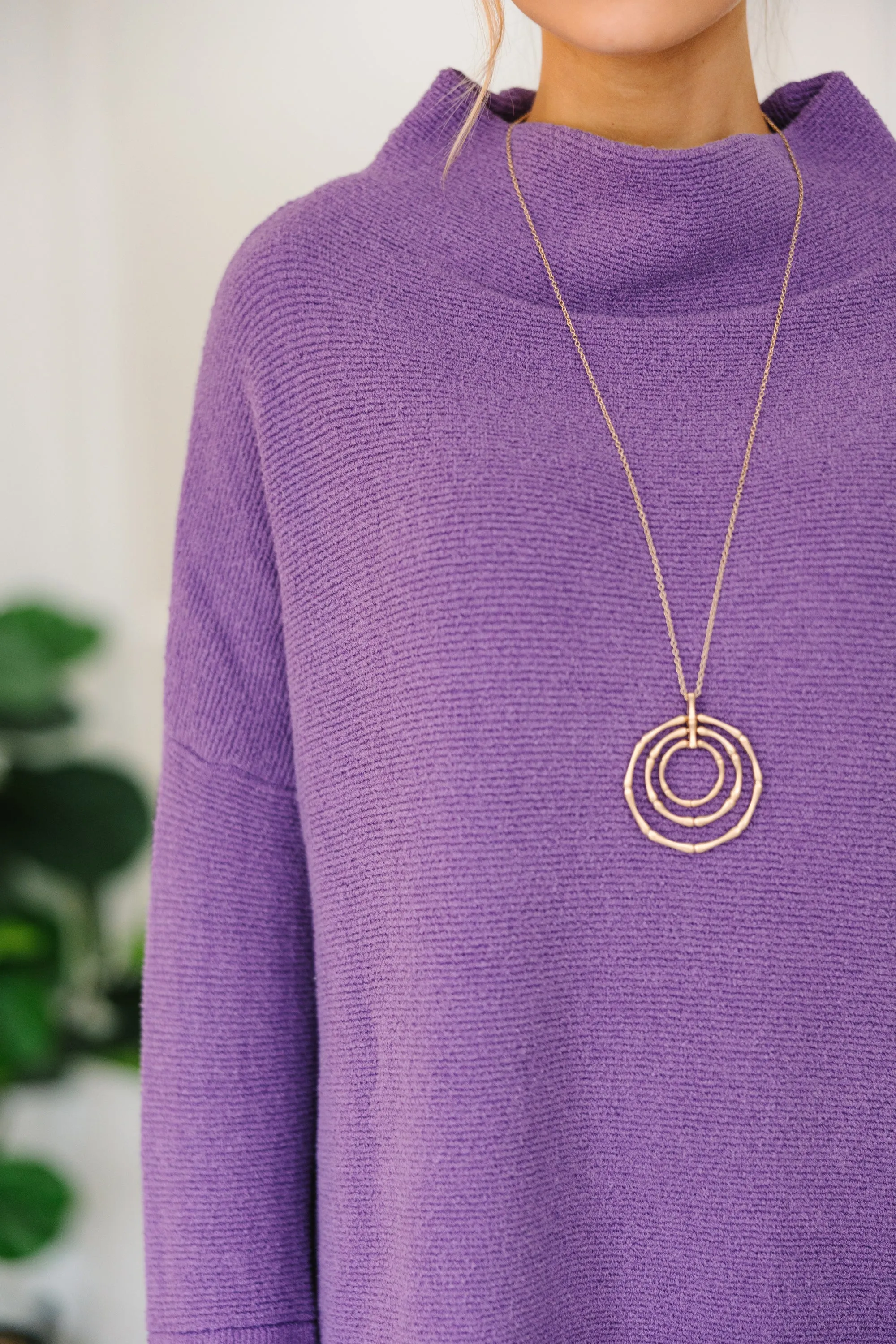 The Slouchy Purple Mock Neck Tunic