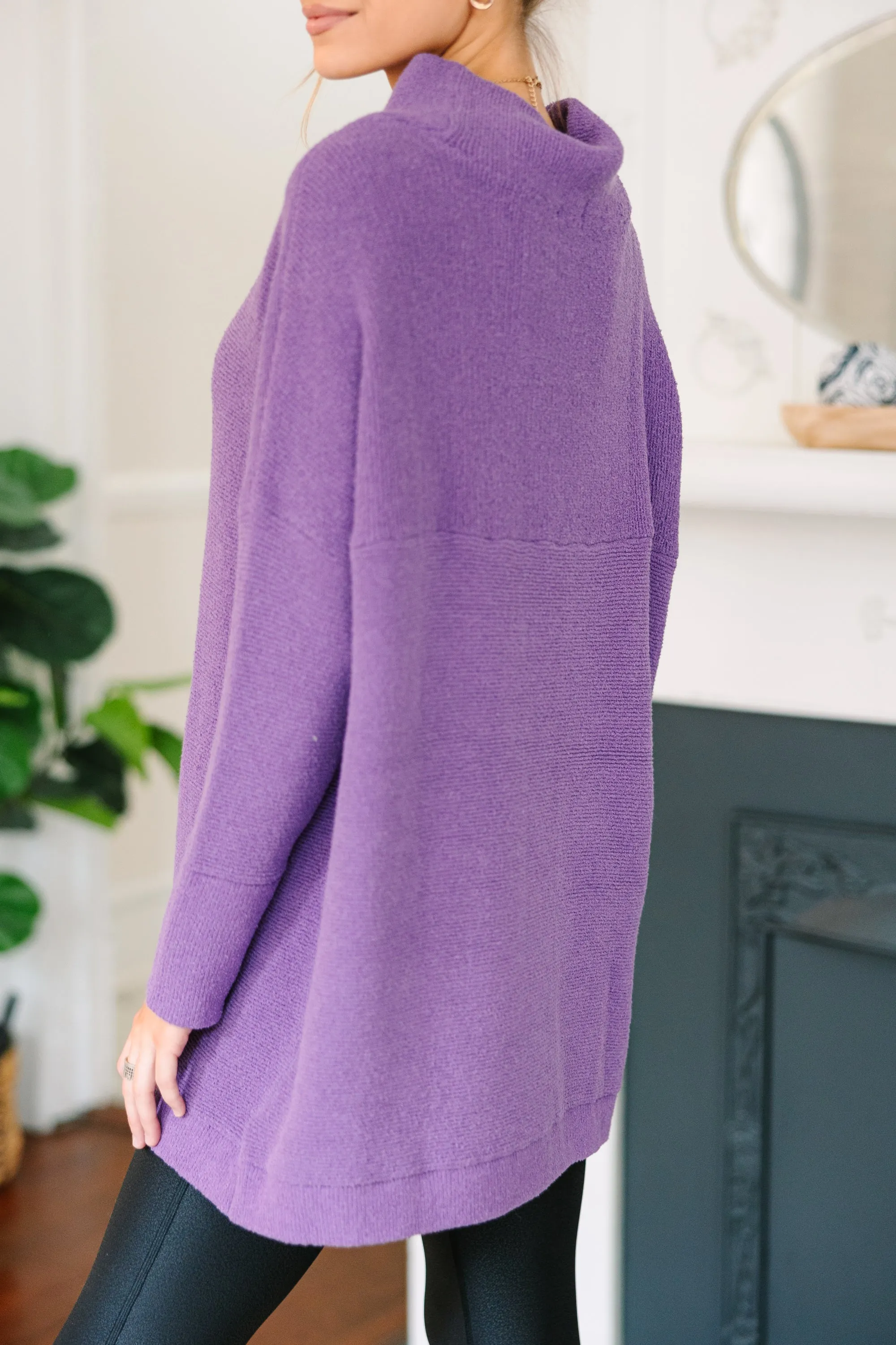 The Slouchy Purple Mock Neck Tunic