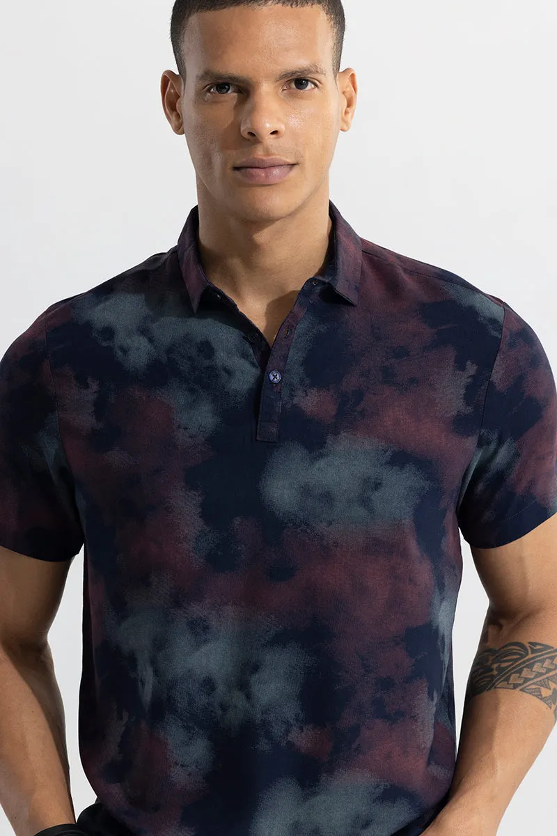 Tidal Dye Navy Polo T-Shirt