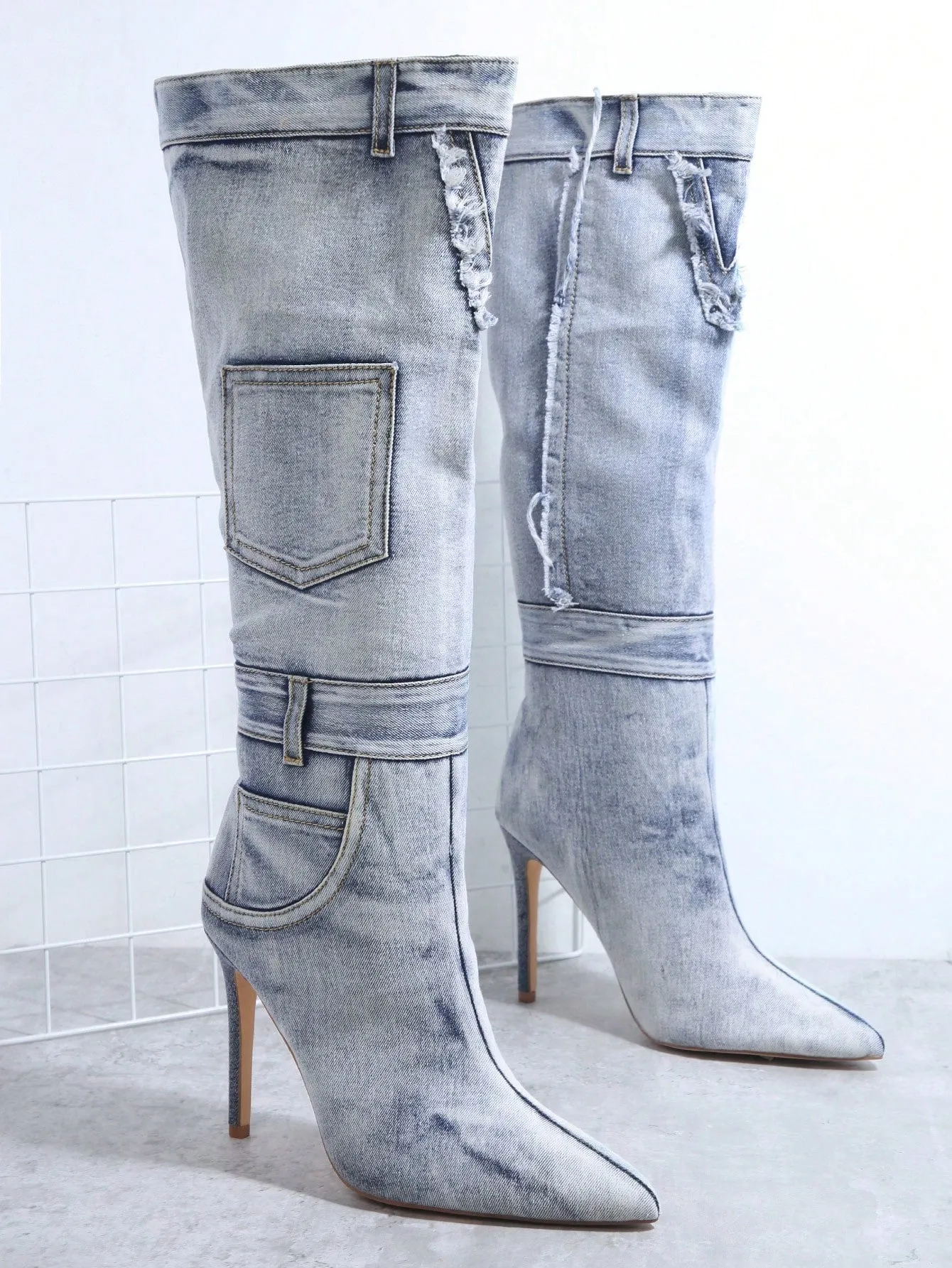 Tie Dye Pointy Toe Stiletto Heel Boots