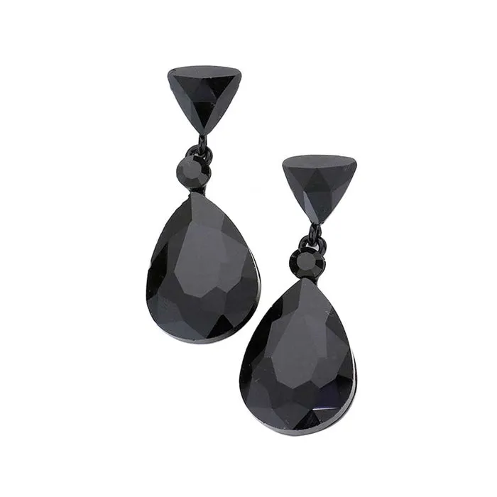 Triangle Round Teardrop Stone Link Dangle Evening Earrings