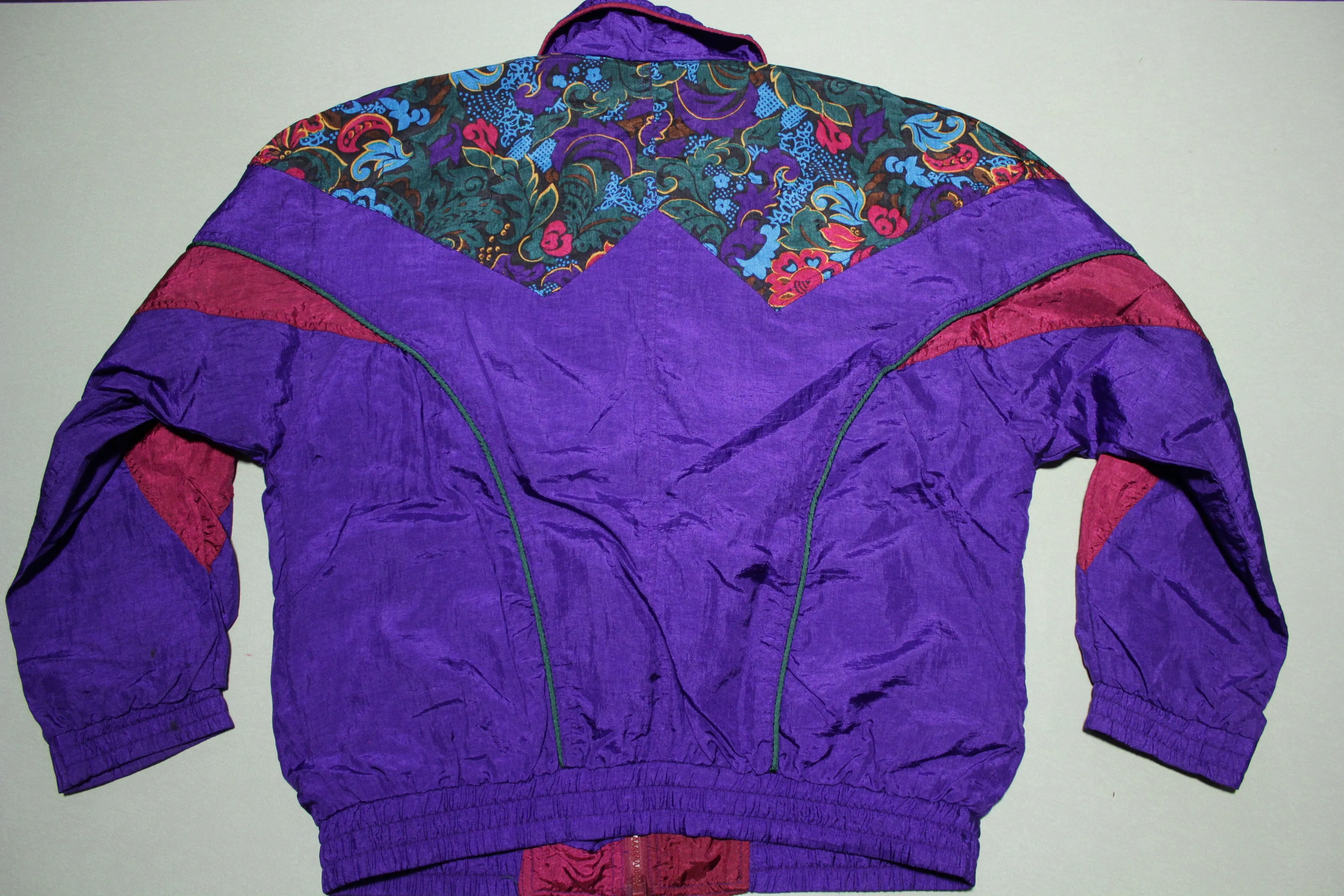 Ville Franche Bling Floral Vintage 90's Grandma Windbreaker Jacket