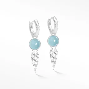 Vintage Lace Round 10mm Aquamarine Silver Convertible Earrings