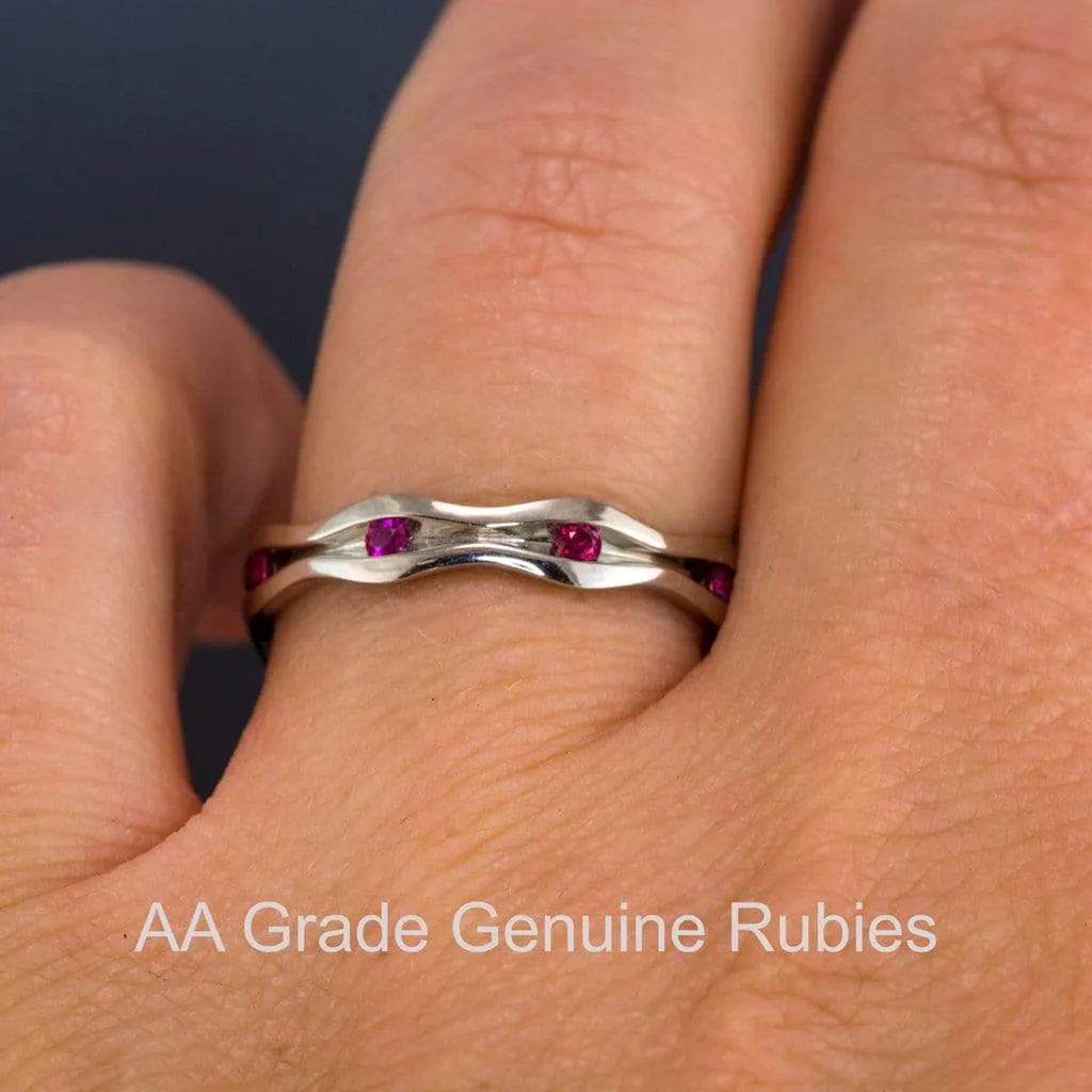 Wave Ruby Eternity Wedding Ring