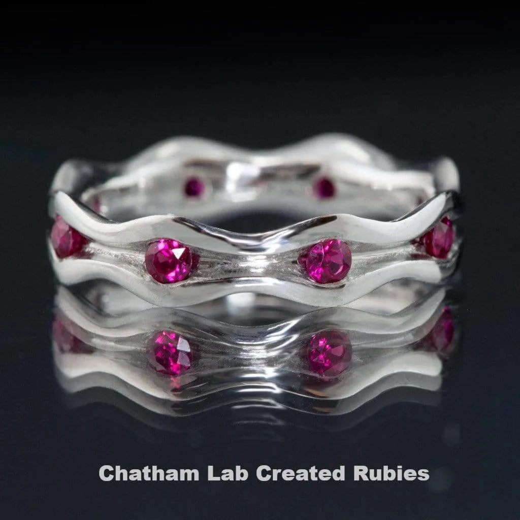 Wave Ruby Eternity Wedding Ring