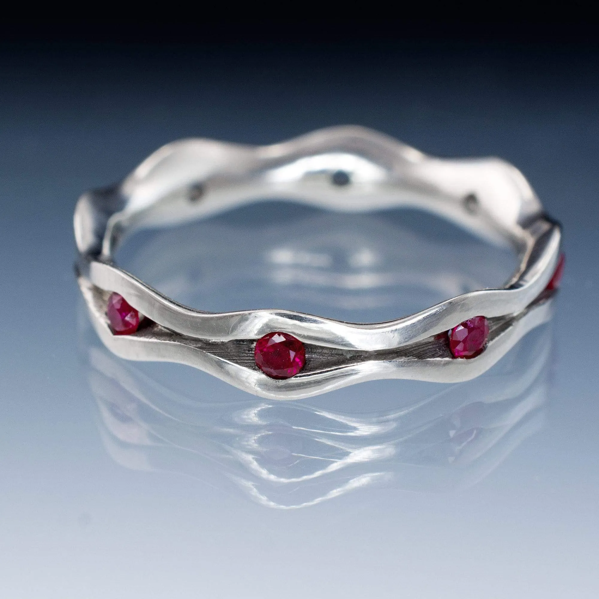 Wave Ruby Eternity Wedding Ring