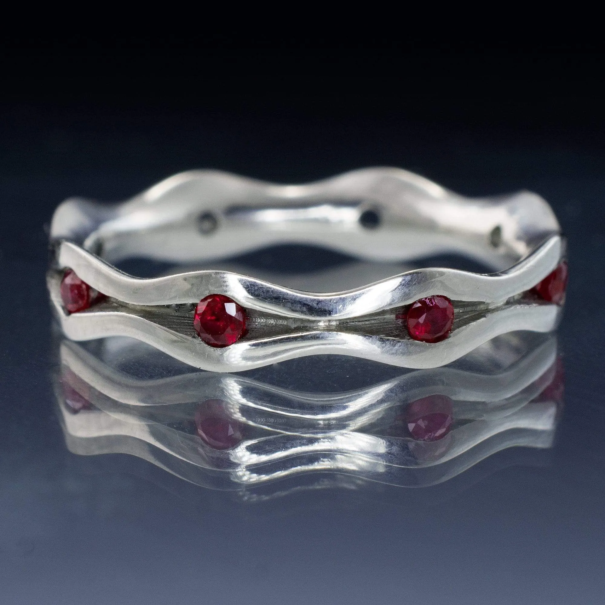 Wave Ruby Eternity Wedding Ring