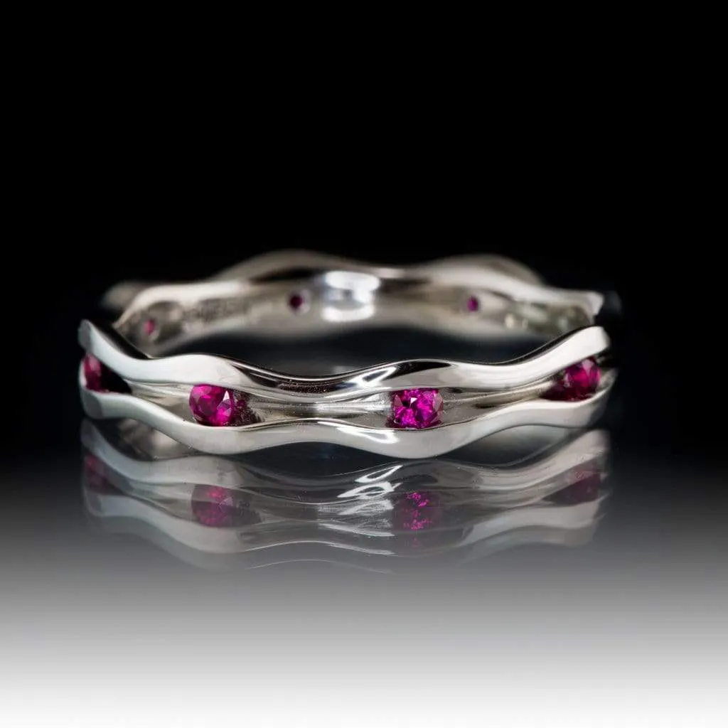 Wave Ruby Eternity Wedding Ring