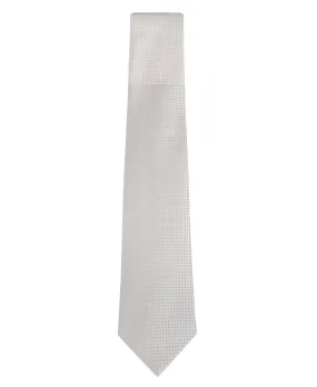 White and Cream Block Waffle Weave Silk Tie