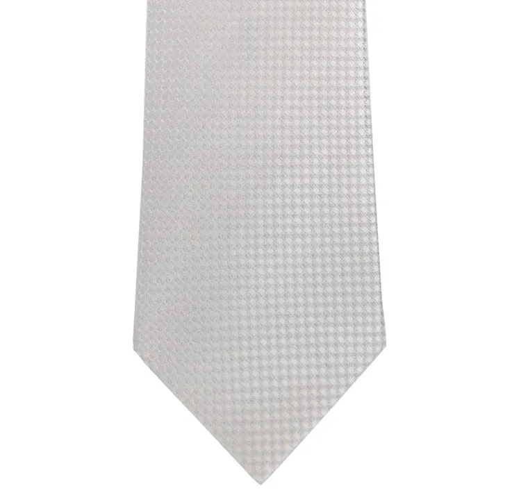 White and Cream Block Waffle Weave Silk Tie