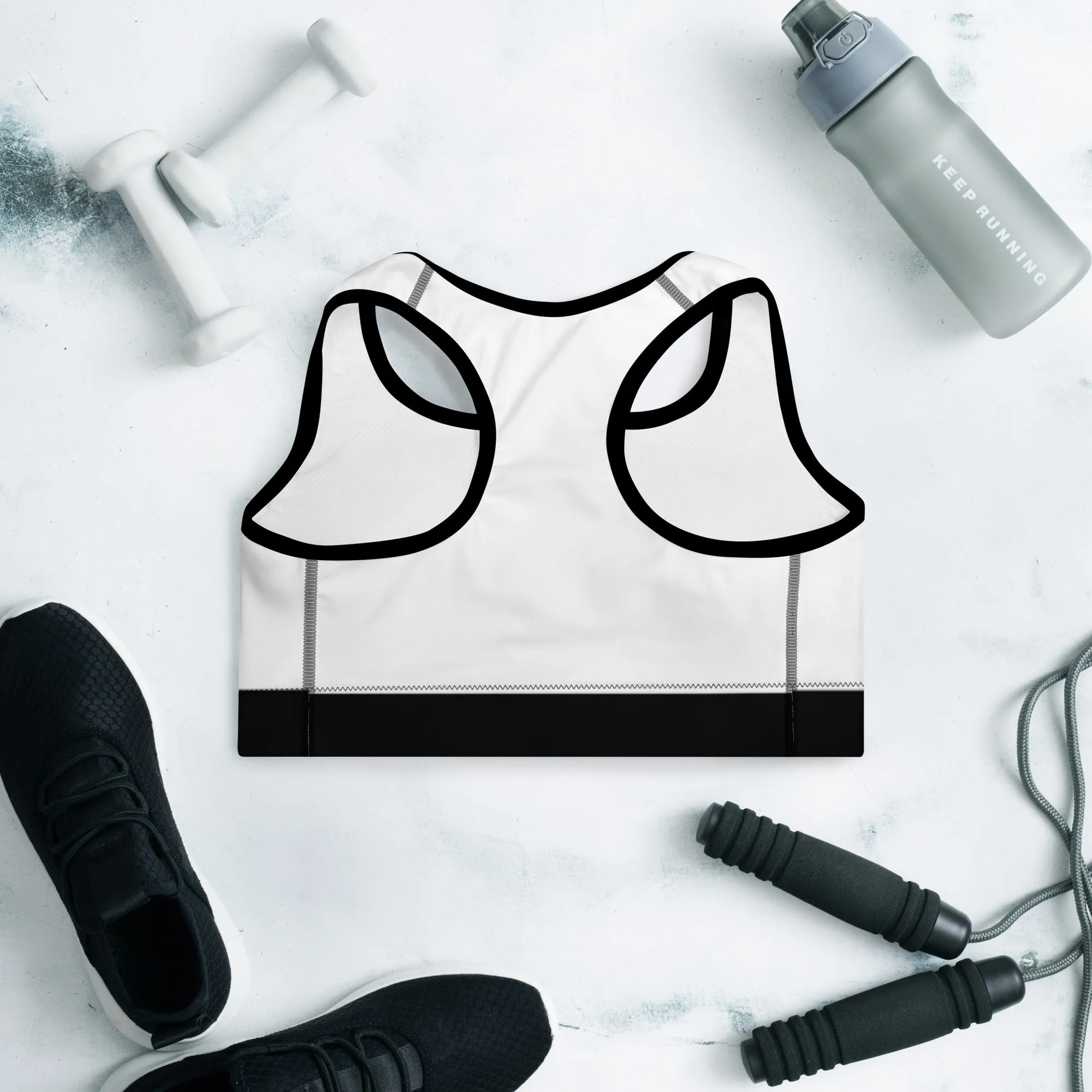 White with Black Padded Sports Bra