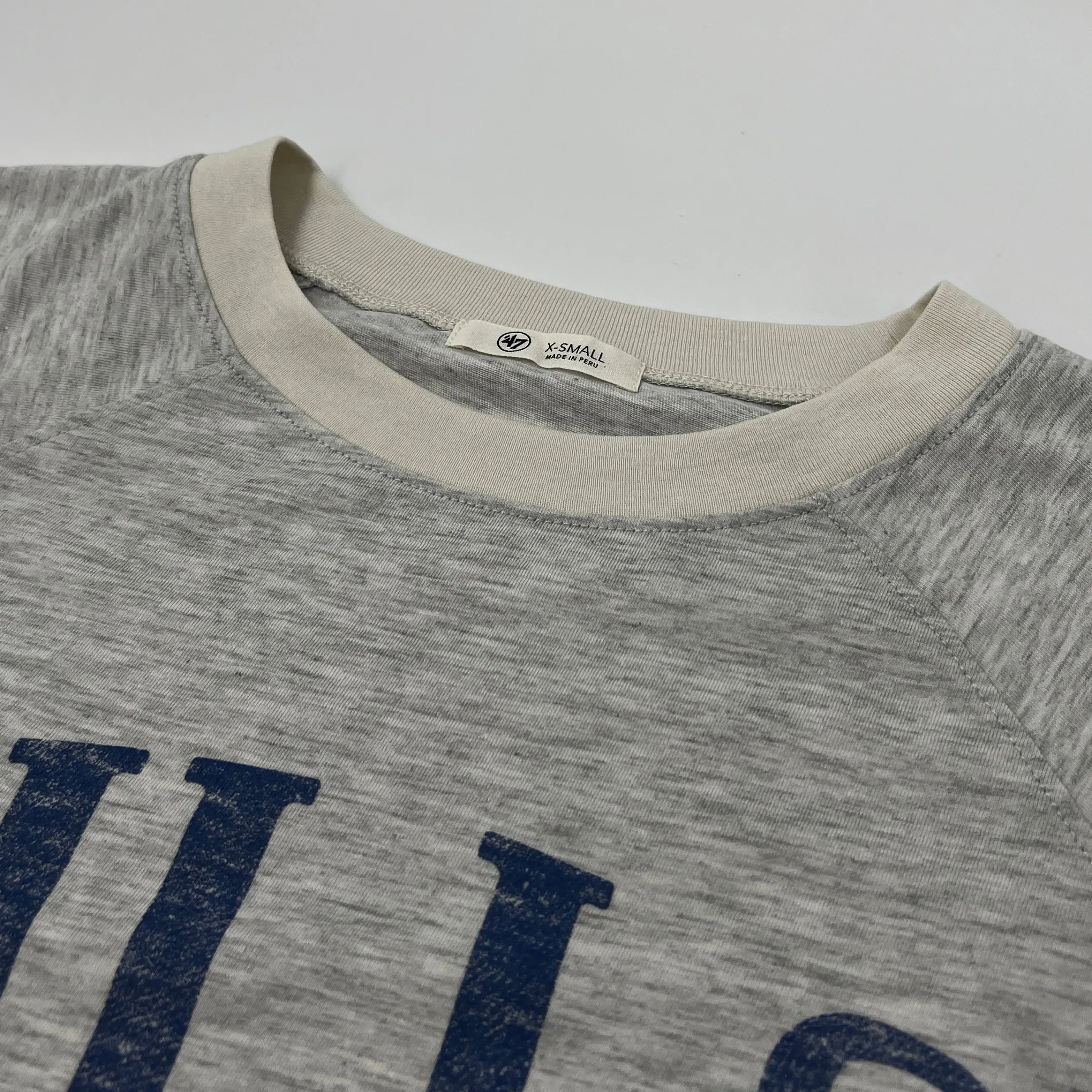 Women's '47 Brand Bills Cropped Gray with Blue Logo Long Sleeve