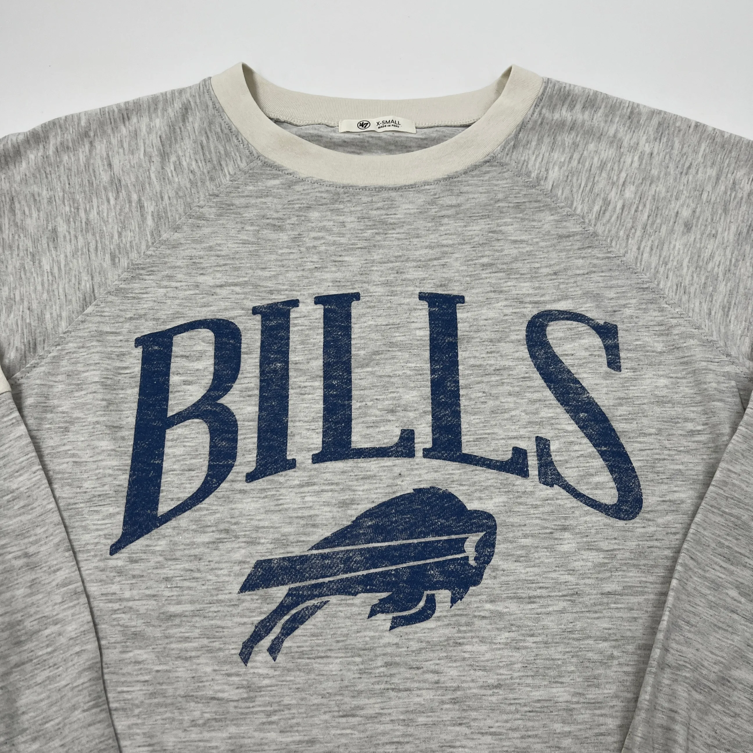 Women's '47 Brand Bills Cropped Gray with Blue Logo Long Sleeve