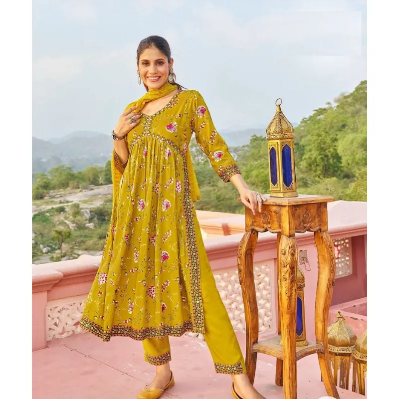 Women's Alia cut Kurtis Pant with Dupatta